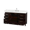 Custom image for Espresso with Brushed Chrome Trim / Carrara Cultured Marble, Rectangular Sink / No Mirror