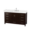 Custom image for Espresso with Brushed Chrome Trim / Carrara Cultured Marble, Rectangular Sink / No Mirror