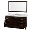 Custom image for Espresso with Brushed Chrome Trim / White Carrara Marble, Oval Sink / 58