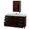 Custom image for Espresso with Brushed Chrome Trim / White Carrara Marble, Oval Sink / Medicine Cabinet