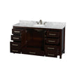 Custom image for Espresso with Brushed Chrome Trim / White Carrara Marble, Oval Sink / No Mirror