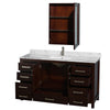 Custom image for Espresso with Brushed Chrome Trim / White Carrara Marble, Rectangular Sink / Medicine Cabinet