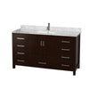 Custom image for Espresso with Brushed Chrome Trim / White Carrara Marble, Rectangular Sink / No Mirror