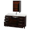 Custom image for Espresso with Brushed Chrome Trim / Giotto Quartz, Rectangular Sink / Medicine Cabinet
