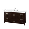 Custom image for Espresso with Brushed Chrome Trim / White Cultured Marble, Rectangular Sink / No Mirror