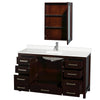 Custom image for Espresso with Brushed Chrome Trim / White Quartz, Rectangular Sink / Medicine Cabinet