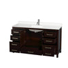 Custom image for Espresso with Brushed Chrome Trim / White Quartz, Rectangular Sink / No Mirror