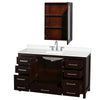 Custom image for Espresso with Brushed Chrome Trim / White Quartz, Rectangular Sink / Medicine Cabinet