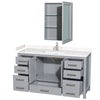 Custom image for Gray with Brushed Chrome Trim / Carrara Cultured Marble, Rectangular Sink / Medicine Cabinet