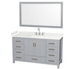 Custom image for Gray with Brushed Chrome Trim / Carrara Cultured Marble, Rectangular Sink / 58