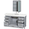 Custom image for Gray with Brushed Chrome Trim / Carrara Cultured Marble, Rectangular Sink / Medicine Cabinet