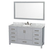 Custom image for Gray with Brushed Chrome Trim / White Carrara Marble, Oval Sink / 58