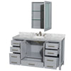 Custom image for Gray with Brushed Chrome Trim / White Carrara Marble, Oval Sink / Medicine Cabinet