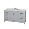 Custom image for Gray with Brushed Chrome Trim / White Carrara Marble, Oval Sink / No Mirror