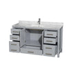 Custom image for Gray with Brushed Chrome Trim / White Carrara Marble, Rectangular Sink / No Mirror