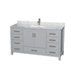 Custom image for Gray with Brushed Chrome Trim / White Carrara Marble, Rectangular Sink / No Mirror