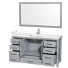 Custom image for Gray with Brushed Chrome Trim / White Cultured Marble, Rectangular Sink / 58