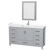 Custom image for Gray with Brushed Chrome Trim / White Cultured Marble, Rectangular Sink / Medicine Cabinet