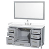 Custom image for Gray with Brushed Chrome Trim / White Cultured Marble, Rectangular Sink / 58
