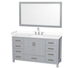 Custom image for Gray with Brushed Chrome Trim / White Cultured Marble, Rectangular Sink / 58
