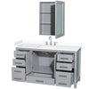 Custom image for Gray with Brushed Chrome Trim / White Cultured Marble, Rectangular Sink / Medicine Cabinet