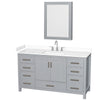 Custom image for Gray with Brushed Chrome Trim / White Cultured Marble, Rectangular Sink / Medicine Cabinet