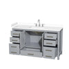 Custom image for Gray with Brushed Chrome Trim / White Cultured Marble, Rectangular Sink / No Mirror