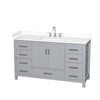 Custom image for Gray with Brushed Chrome Trim / White Cultured Marble, Rectangular Sink / No Mirror