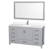 Custom image for Gray with Brushed Chrome Trim / White Quartz, Rectangular Sink / 58