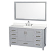 Custom image for Gray with Brushed Chrome Trim / White Quartz, Rectangular Sink / 58