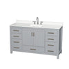 Custom image for Gray with Brushed Chrome Trim / White Quartz, Rectangular Sink / No Mirror