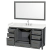 Custom image for Dark Gray with Brushed Chrome Trim / Carrara Cultured Marble, Rectangular Sink / 58
