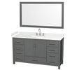Custom image for Dark Gray with Brushed Chrome Trim / Carrara Cultured Marble, Rectangular Sink / 58