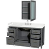 Custom image for Dark Gray with Brushed Chrome Trim / Carrara Cultured Marble, Rectangular Sink / Medicine Cabinet