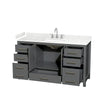 Custom image for Dark Gray with Brushed Chrome Trim / Carrara Cultured Marble, Rectangular Sink / No Mirror