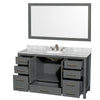 Custom image for Dark Gray with Brushed Chrome Trim / White Carrara Marble, Oval Sink / 58