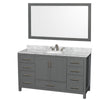 Custom image for Dark Gray with Brushed Chrome Trim / White Carrara Marble, Oval Sink / 58