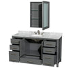 Custom image for Dark Gray with Brushed Chrome Trim / White Carrara Marble, Oval Sink / Medicine Cabinet