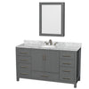 Custom image for Dark Gray with Brushed Chrome Trim / White Carrara Marble, Oval Sink / Medicine Cabinet