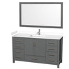 Custom image for Dark Gray with Brushed Chrome Trim / White Cultured Marble, Rectangular Sink / 58