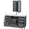 Custom image for Dark Gray with Brushed Chrome Trim / White Cultured Marble, Rectangular Sink / Medicine Cabinet