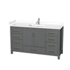 Custom image for Dark Gray with Brushed Chrome Trim / White Cultured Marble, Rectangular Sink / No Mirror