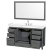 Custom image for Dark Gray with Brushed Chrome Trim / White Cultured Marble, Rectangular Sink / 58