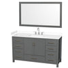 Custom image for Dark Gray with Brushed Chrome Trim / White Cultured Marble, Rectangular Sink / 58
