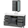 Custom image for Dark Gray with Brushed Chrome Trim / White Cultured Marble, Rectangular Sink / Medicine Cabinet