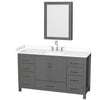 Custom image for Dark Gray with Brushed Chrome Trim / White Cultured Marble, Rectangular Sink / Medicine Cabinet