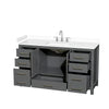 Custom image for Dark Gray with Brushed Chrome Trim / White Cultured Marble, Rectangular Sink / No Mirror