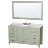 Custom image for Light Green with Brushed Nickel Trim / White Carrara Marble, Oval Sink / 58