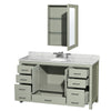 Custom image for Light Green with Brushed Nickel Trim / White Carrara Marble, Oval Sink / Medicine Cabinet