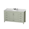 Custom image for Light Green with Brushed Nickel Trim / White Carrara Marble, Oval Sink / No Mirror